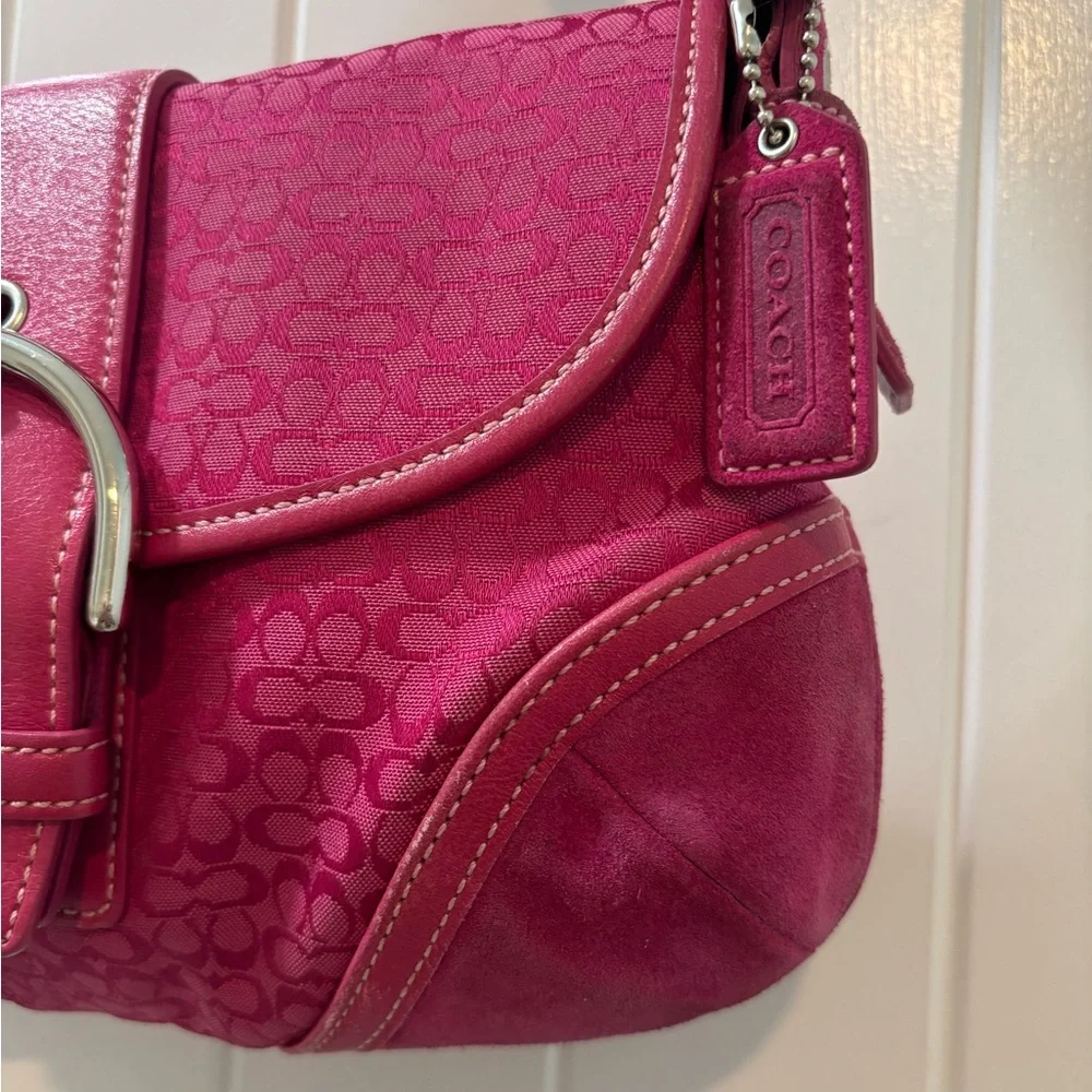 Coach Soho Mini Pink Signature Canvas Suede Denim Vintage Y2K Coach 6818 - Picture 5 of 15